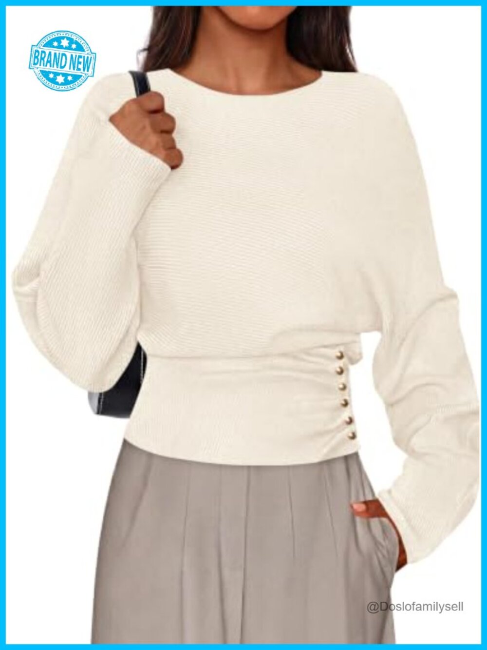 PRETTYGARDEN Batwing Sleeve Sweater Women Ribbed Knit Pullover